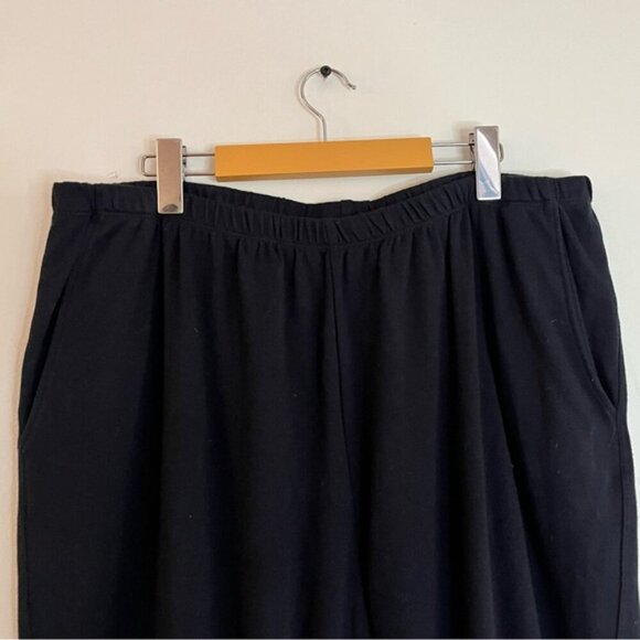 Lands’ End Black Cotton Knit Wide-Leg Pants – Size 1X (16W-18W) - Picture 6 of 9